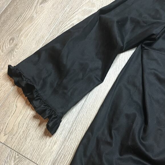 Rungolee Womens Beaded Embellished Floral Ruffled Tunic Blouse Black Relaxed Fit - Picture 6 of 10